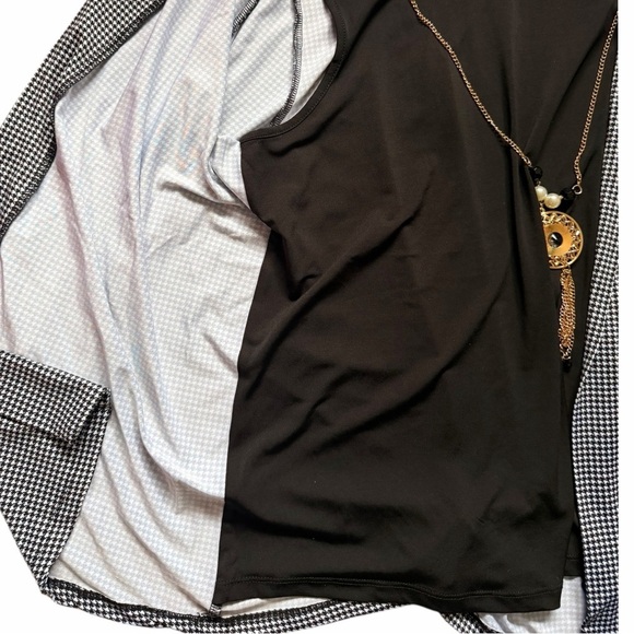 Emily Rose B&W Houndstooth Layered Tank & Cardigan Set w/ Necklace Size Large - Picture 6 of 8